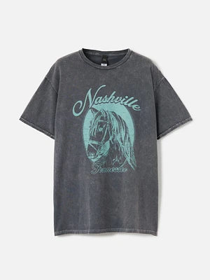 Nashville Horse Garment Wash Tee