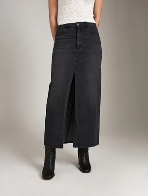 Toulouse Denim Maxi Skirt Washed Black