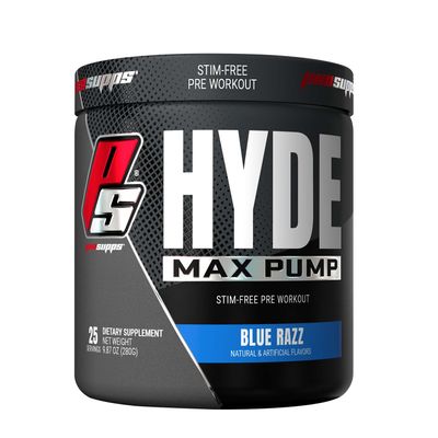 Pro Supps Hyde Max Pump Stim-Free Pre-Workout - Blue Razz - 9.87 Oz
