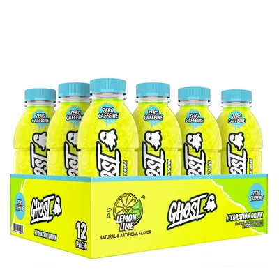 GHOST Hydration Drink Vitamin C - Lemon Lime Vitamin C - 16.9Oz. (12 Bottles) Vitamin C - Zero Sugar