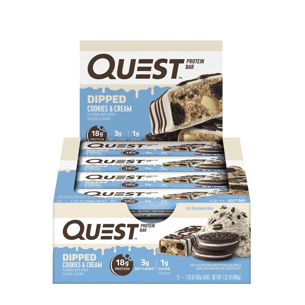 Quest Dipped Protein Bar - Cookies & Cream - 12 Bars
