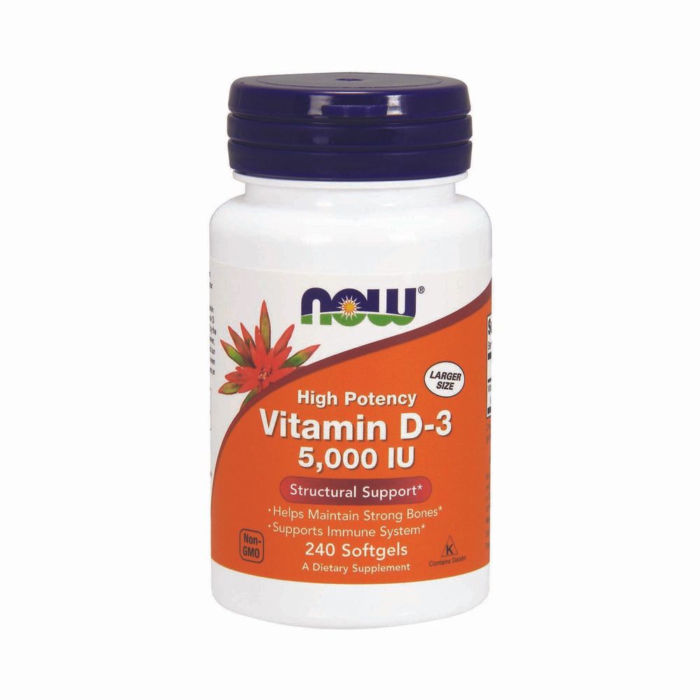 NOW Vitamin D-3 5 -000 Iu - 240 Softgels (120 Servings)