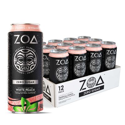ZOA Zero Sugar Energy Drink - White Peach - 12 Cans