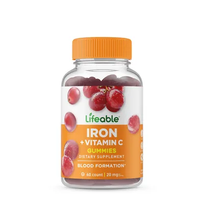Lifeable Iron and Vitamin C 20Mg Vitamin C - 60 Gummies (30 Servings)