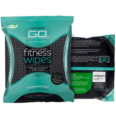 HyperGo Full Body Fitness Wipes - Mint - 20 Wipes