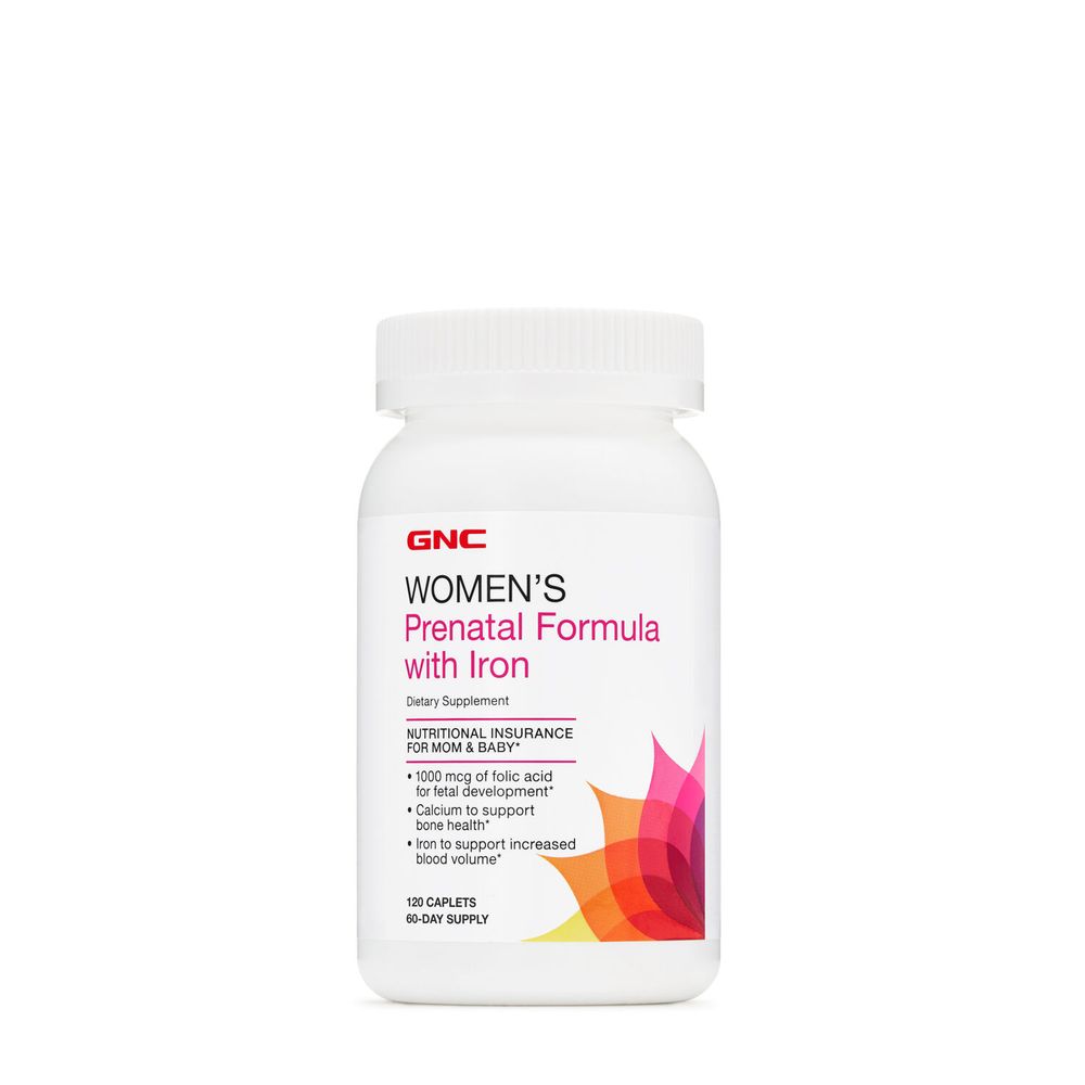GNC Women's Prenatal Formula with Iron - 120 Caplets (60 Servings)