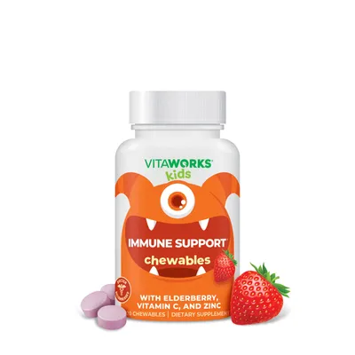 VitaWorks Kids Immune Support with Elderberry Vitamin C - 120 Chewables (60 Servings)