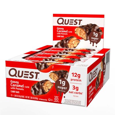 Quest Candy Bar - Gooey Caramel with Peanuts - 12 Bars