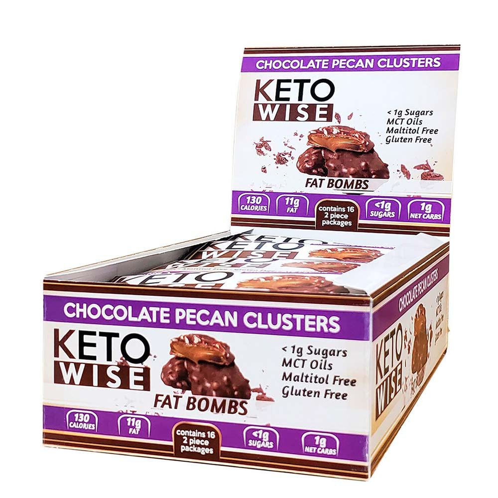 Keto Wise Fat Bombs - Chocolate Pecan Clusters - 16 Pack