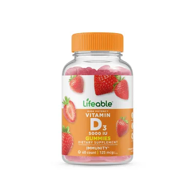 Lifeable Vitamin D3 5000 Iu - 60 Gummies (30 Servings)