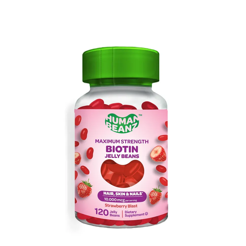 Human Beanz Maximum Strength Biotin Jelly Beans - Strawberry Blast - 120 Jelly Beans (30 Servings)