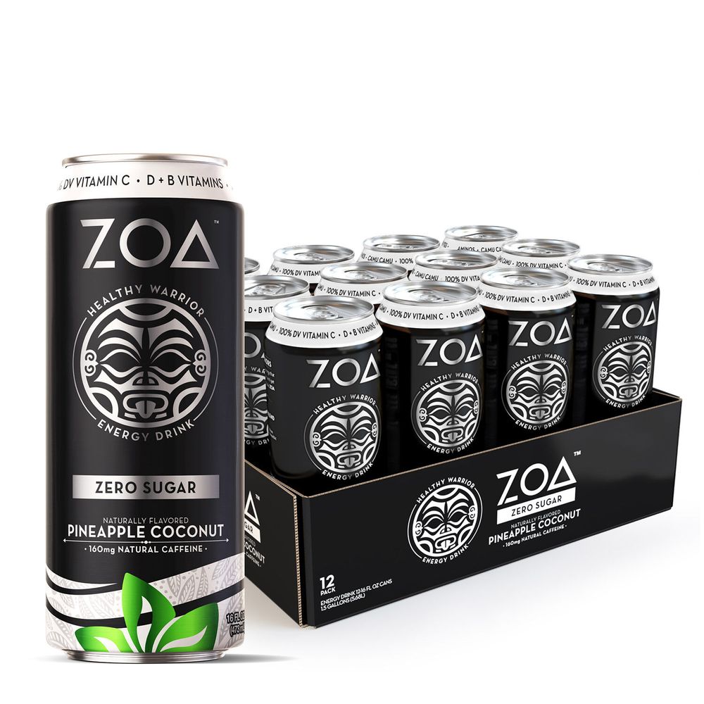 ZOA Energy Drink Zero Sugar - Pineapple Coconut - 12 Cans
