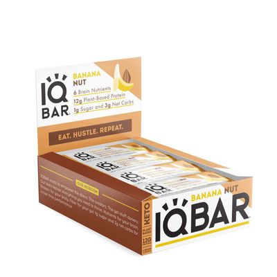 IQBAR Keto Plus Vegan Protein Bar - Banana Nut - 12 Bars