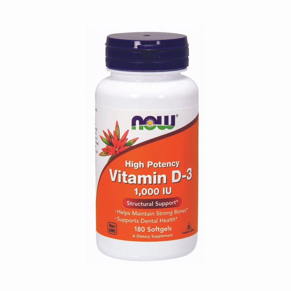 NOW Vitamin D-3 1000 Iu - 180 Softgels (180 Servings)