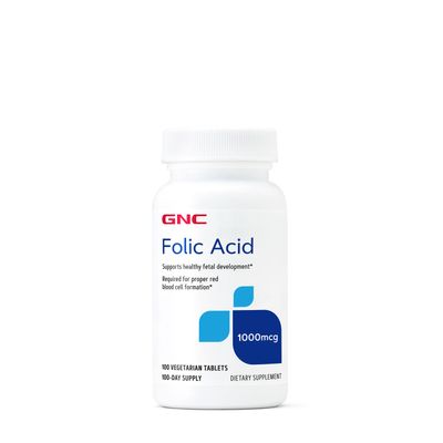 GNC Folic Acid 1000 Mcg Healthy - 100 Vegetarian Tablets (100 Servings)