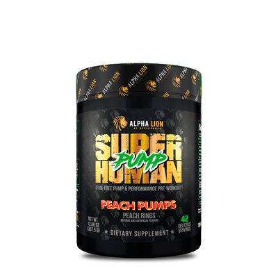 Alpha Lion Superhuman Pump Stim-Free Pump Pre-Workout - Peach Rings - 12.96 Oz