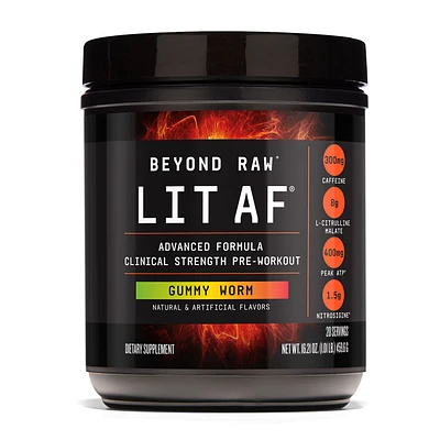 Beyond Raw Lit Af Pre-Workout - Gummy Worm (20 Servings)