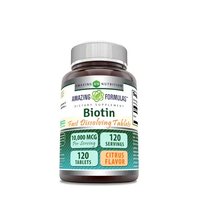 Amazing Nutrition Biotin 10000Mcg - Citrus - 120 Tablets (120 Servings)