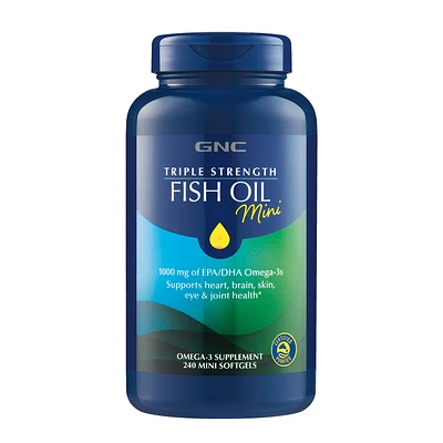 GNC Triple Strength Fish Oil Mini - 240 Softgels (120 Servings)
