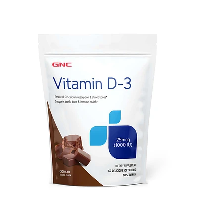 GNC Vitamin D-3 Soft Chews 1000Iu Healthy - Chocolate 60 (60 Servings)