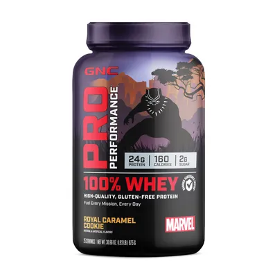 GNC Pro Performance 100% Whey Protein Gluten-Free - Marvel: Royal Caramel Cookie (25 Servings)