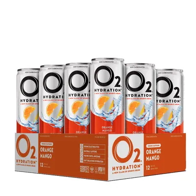 O2 Sports Drink Vegan - Orange Mango Vegan - 12Oz. (12 Cans)