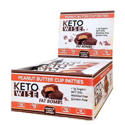 Keto Wise Fat Bombs - Peanut Butter Cup Patties - 16 Pack