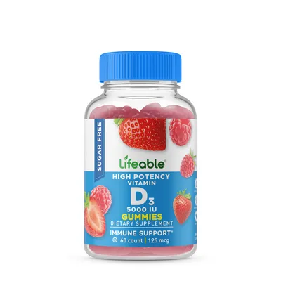 Lifeable Sugar Free Vitamin D3 5000Iu - 60 Gummies (60 Servings)