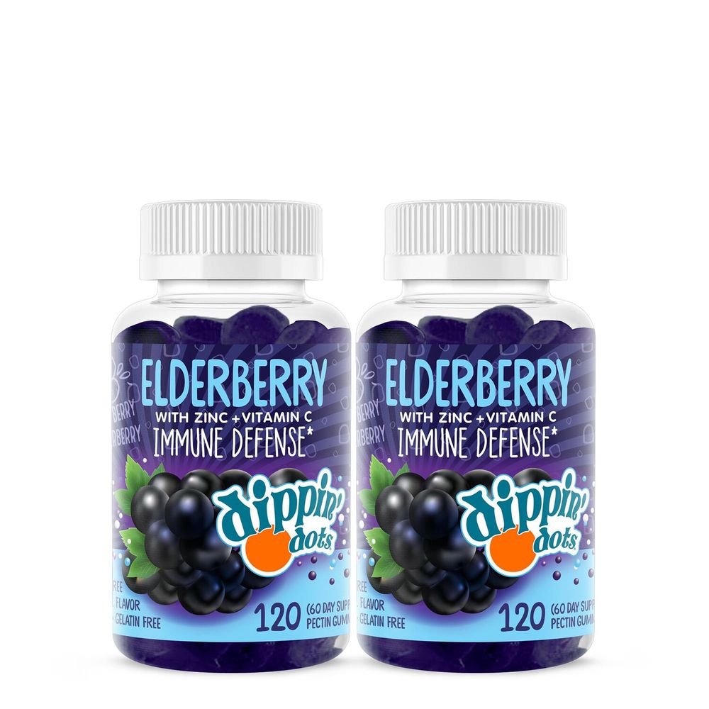 Dippin' Dots Elderberry Immune Defense Gummies - Very Berry Dippin' Dots - Twin Pack (60 Servings Each)