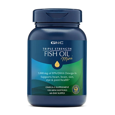 GNC Triple Strength Fish Oil Mini - 120 Softgels (60 Servings)
