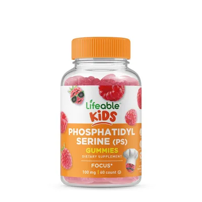 Lifeable Phosphatidyl Serine (Ps) Kids Gummies Vegan - Raspberry Vegan - 60 Gummies (30 Servings)