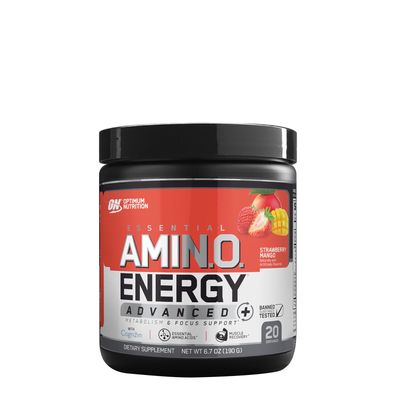 Optimum Nutrition Essential Amin.o. Energy Advanced Plus Metabolism and Focus Support - Strawberry Mango - 6.7 Oz