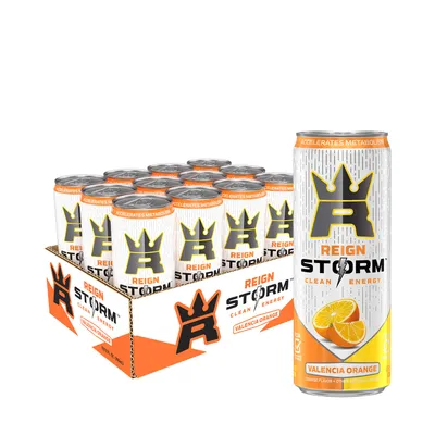Reign Storm Energy Drink Healthy - Valencia Orange Healthy - 12Oz. (12 Cans) Healthy - Zero Sugar