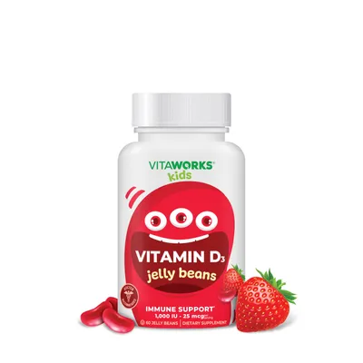 VitaWorks Kids Vitamin D3 25Mcg Vegan - 60 Jelly Beans (30 Servings)