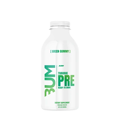 Raw Nutrition Thavage Preworkout Rtd - Green Gummy - 12 Oz. (12 Bottles) - Zero Sugar