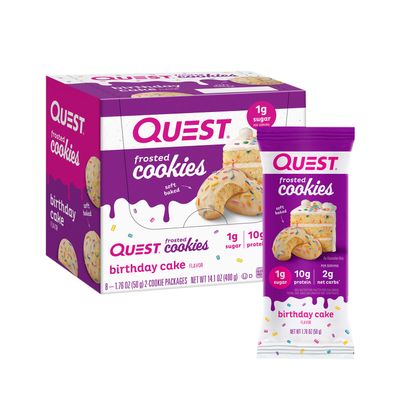 Quest Frosted Cookies - Birthday Cake - 16 Cookies