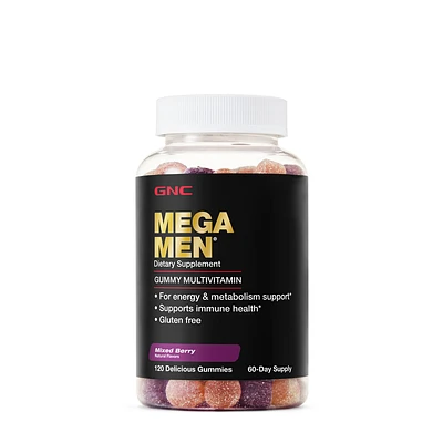 GNC Mega Men Mega Men Gummy Multivitamin Gluten-Free - Mixed Berry Gluten-Free - 120 Gummies (60 Servings)