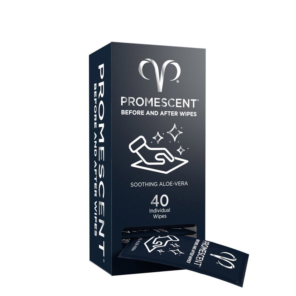 Promescent Before and After Wipes with Soothing Aloe Vera - 40 Wipes