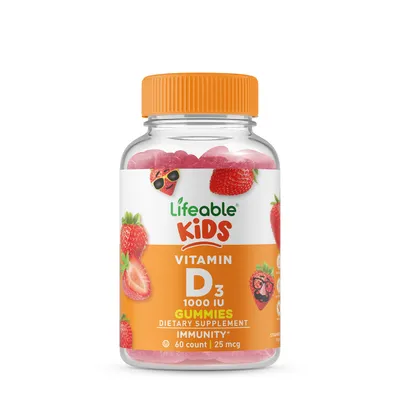 Lifeable Kids Vitamin D3 1000Iu Vegan - 60 Gummies (30 Servings)