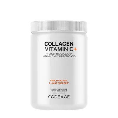 Codeage Hydrolyzed Collagen Peptides Powder + Hyaluronic Acid & Vitamin C Healthy - 9.98 Oz. (14 Servings)