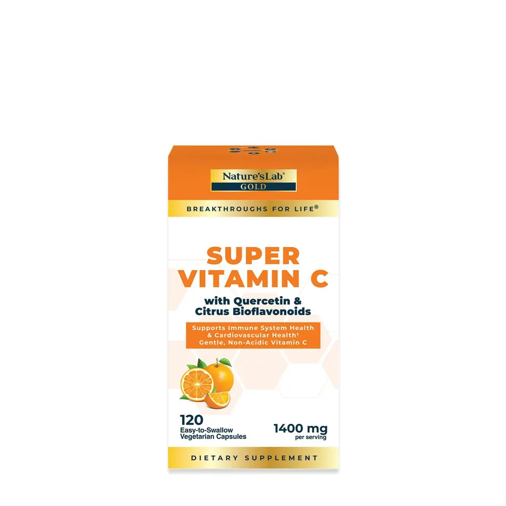 Nature's Lab Super Vitamin C with Quercetin & Citrus Bioflavanoids Healthy - 120 Capsules (60 Servings)