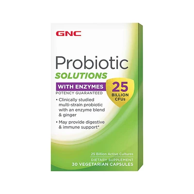 GNC Probiotic Solutions with Enzymes 25 Billion Cfus Healthy - 30 Capsules (30 Servings)