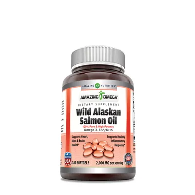 Amazing Nutrition Wild Alaskan Salmon Oil - 1000Mg -180 Softgels (180 Servings)