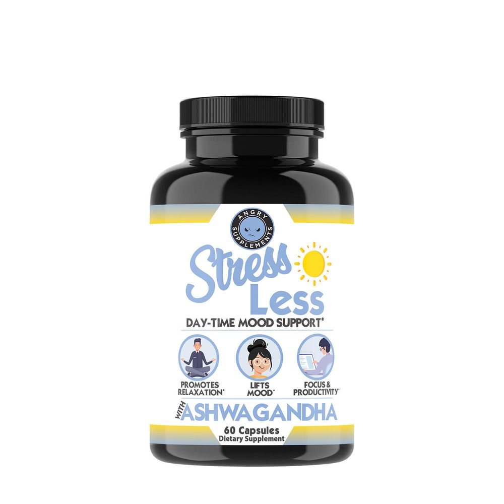 Angry Supplements Stress Less Day-Time Mood Support - 60 Capsules (30 Servings)