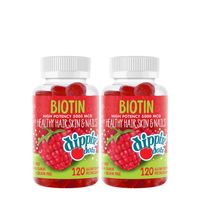 Dippin' Dots Biotin 5000Mcg Gummies Healthy - Raspberry Dippin' Dots Healthy - Twin Pack (60 Servings Each)