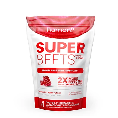 HumanN Superbeets Heart Chews Healthy - Pomegranate Berry 60 (30 Servings) Soft