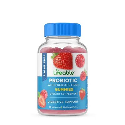 Lifeable Sugar Free Probiotic and Fiber Vegan - 60 Gummies (30 Servings)