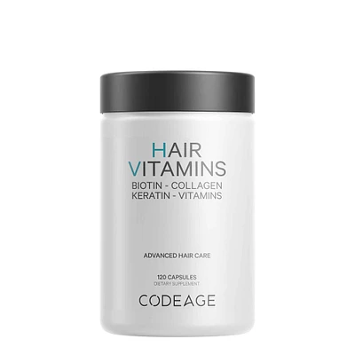 Codeage Hair Vitamins Healthy - Biotin 10000 Mcg Collagen Keratin & Multivitamins 120 Capsules (30 Servings)