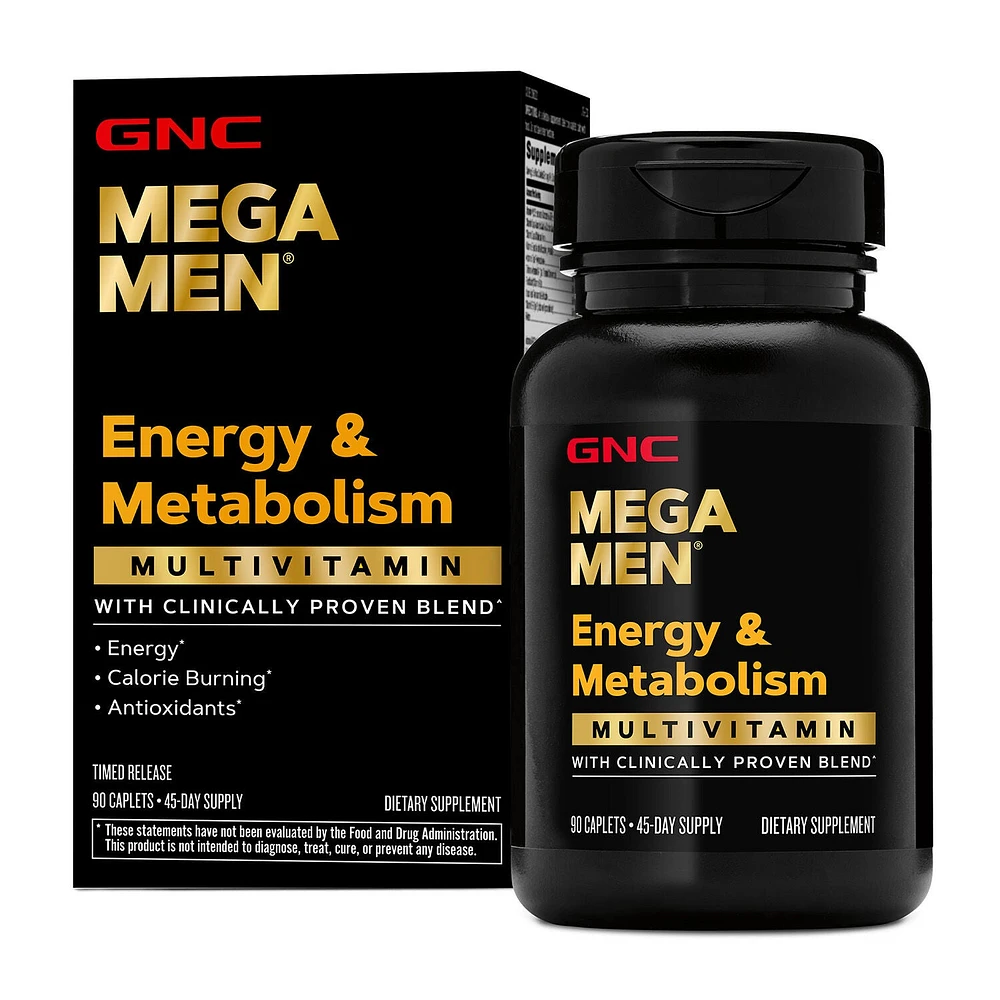 GNC Mega Men Energy & Metabolism Multivitamin Healthy - 90 Caplets (45 Servings)
