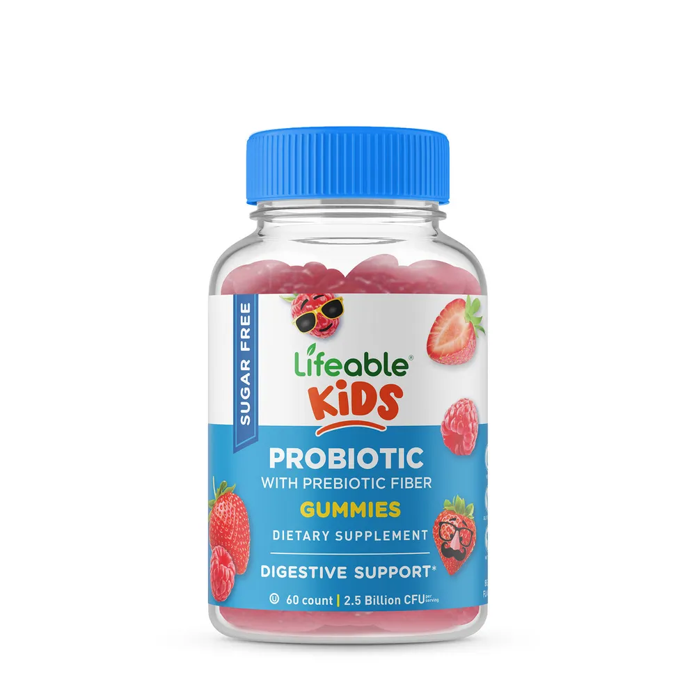 Lifeable Kids Sugar Free Probiotic and Fiber Vegan - 60 Gummies (60 Servings)